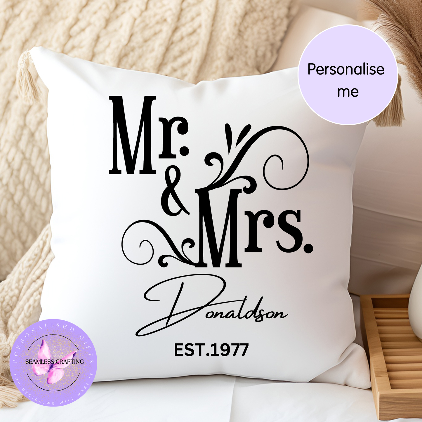 Personalised Wedding Gift Pillow, Mr & Mrs Wedding Gift, Wedding Cushion, Wedding Anniversary Gift, Couple Wedding Gift, Bride and groom