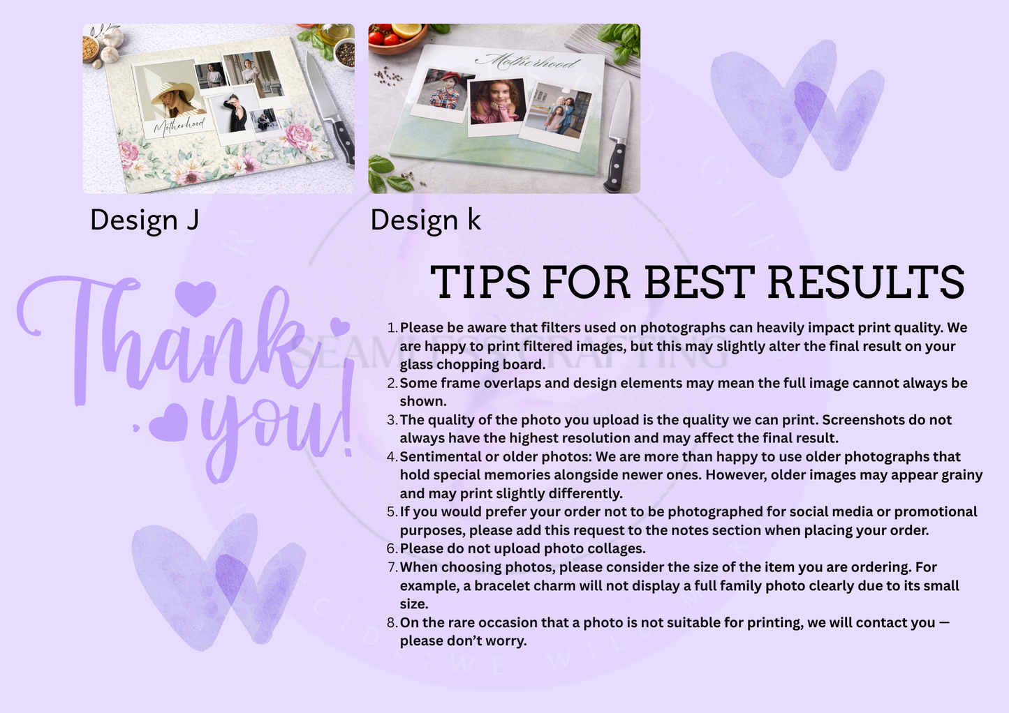 Personalised Glass Chopping Board with Photos – Custom Family Photo Cutting Board Gift UK (2 Sizes Available)