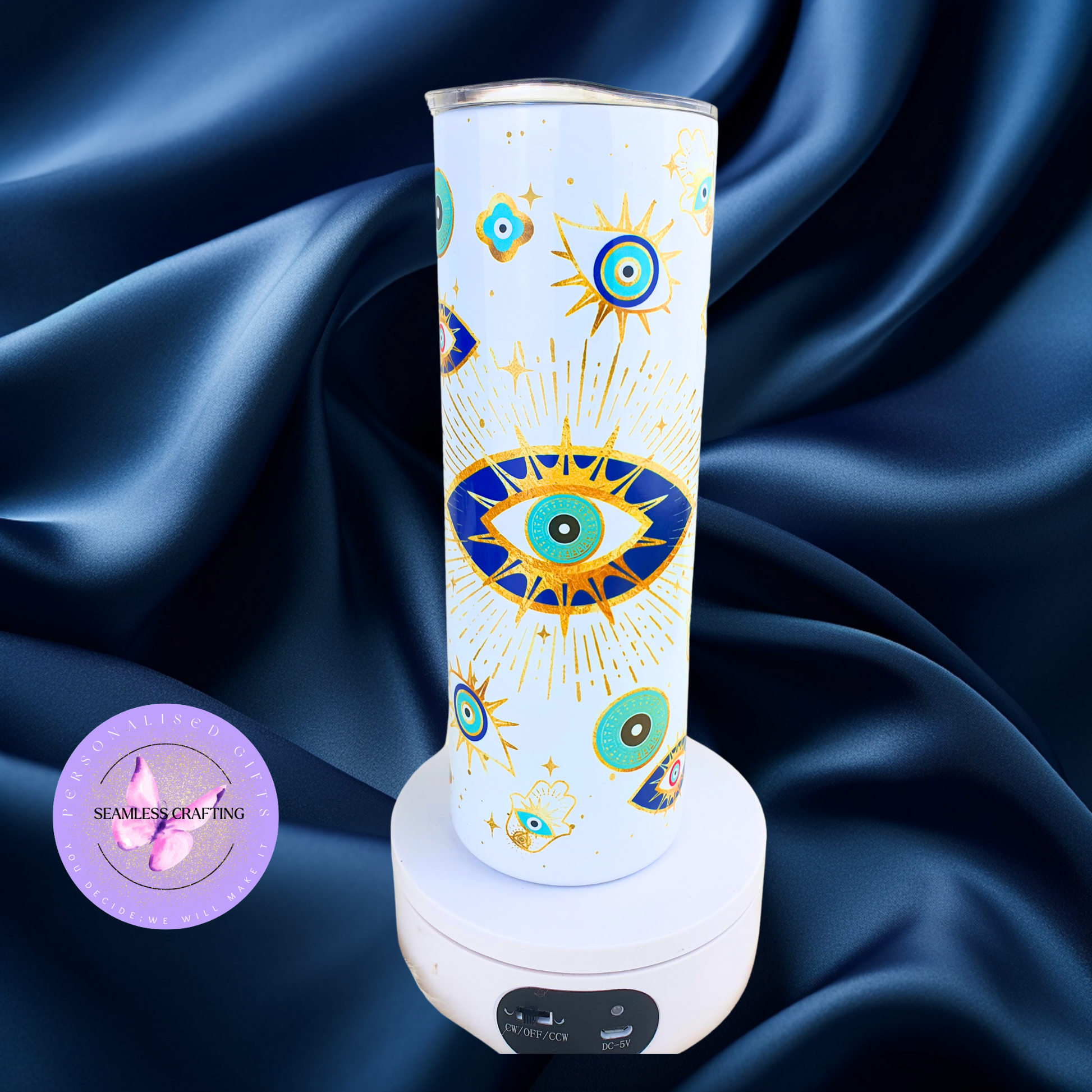 spiritual evil eye travel mug aesthetic tumbler with metal straw