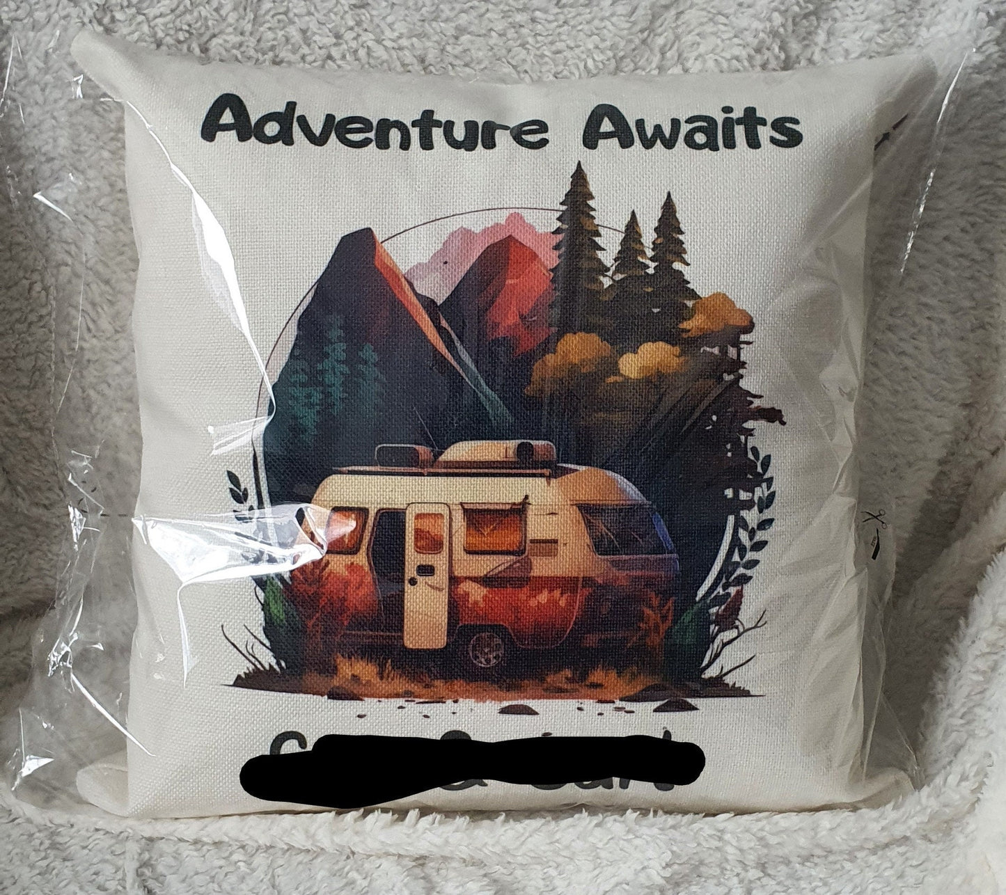 Personalised Camping Cushion, Family Holiday Caravan Pillow, Camping Lover Gift, Motorhome Owners Gift, Camping Cushion Tent, Caravan Decor