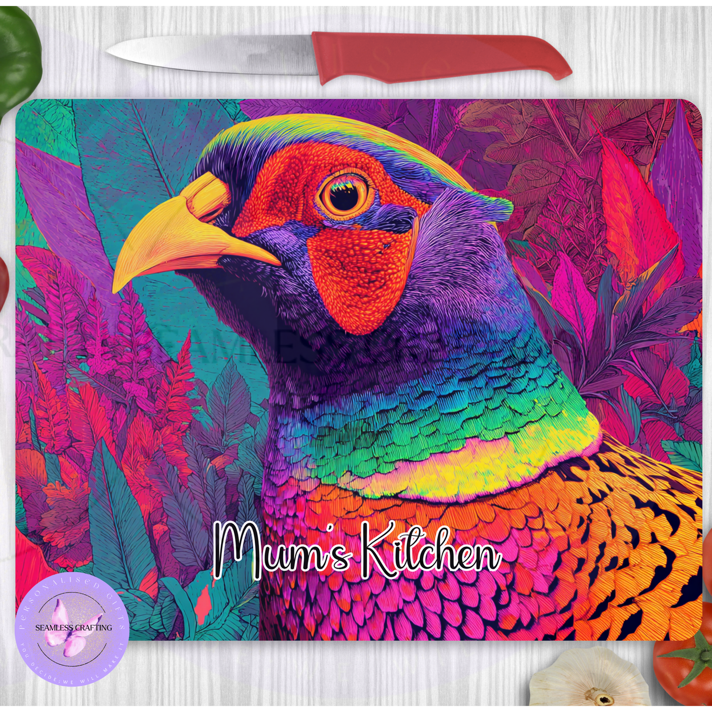 custom bird chopping board personalised kitchen gift UK
