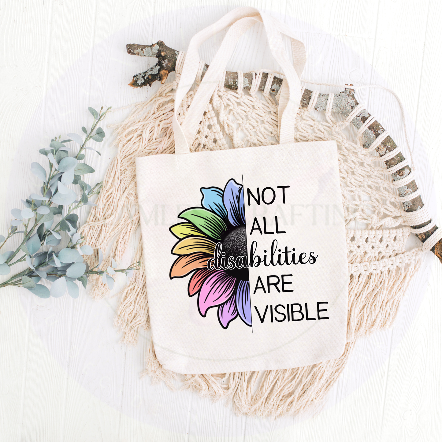 Personalised Not All Disabilities Are Visible Tote Bag – Invisible Disability Awareness Canvas Shopper
