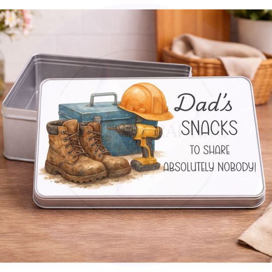 personalised dad snack tin builder design boots toolbox drill gift for him