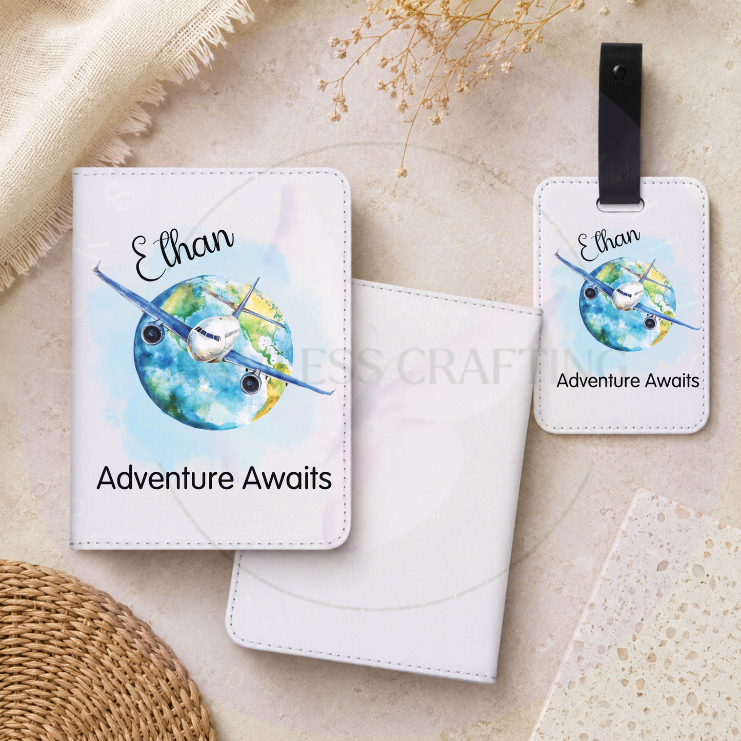 Personalised Passport Holder & Luggage Tag Set – Adventure Awaits