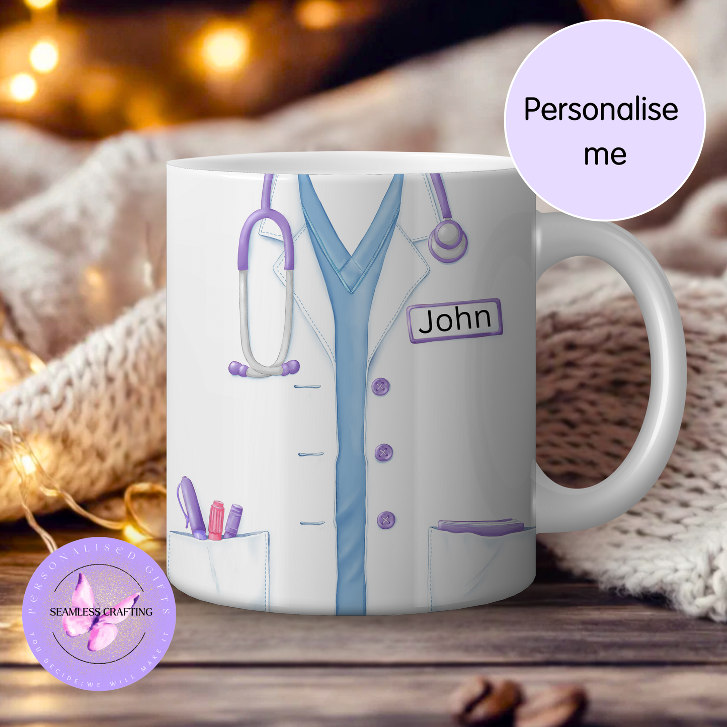 Personalised Doctor Mug & Travel Cup – Custom Name Medical Gift for GP, Nurse, Student Doctor