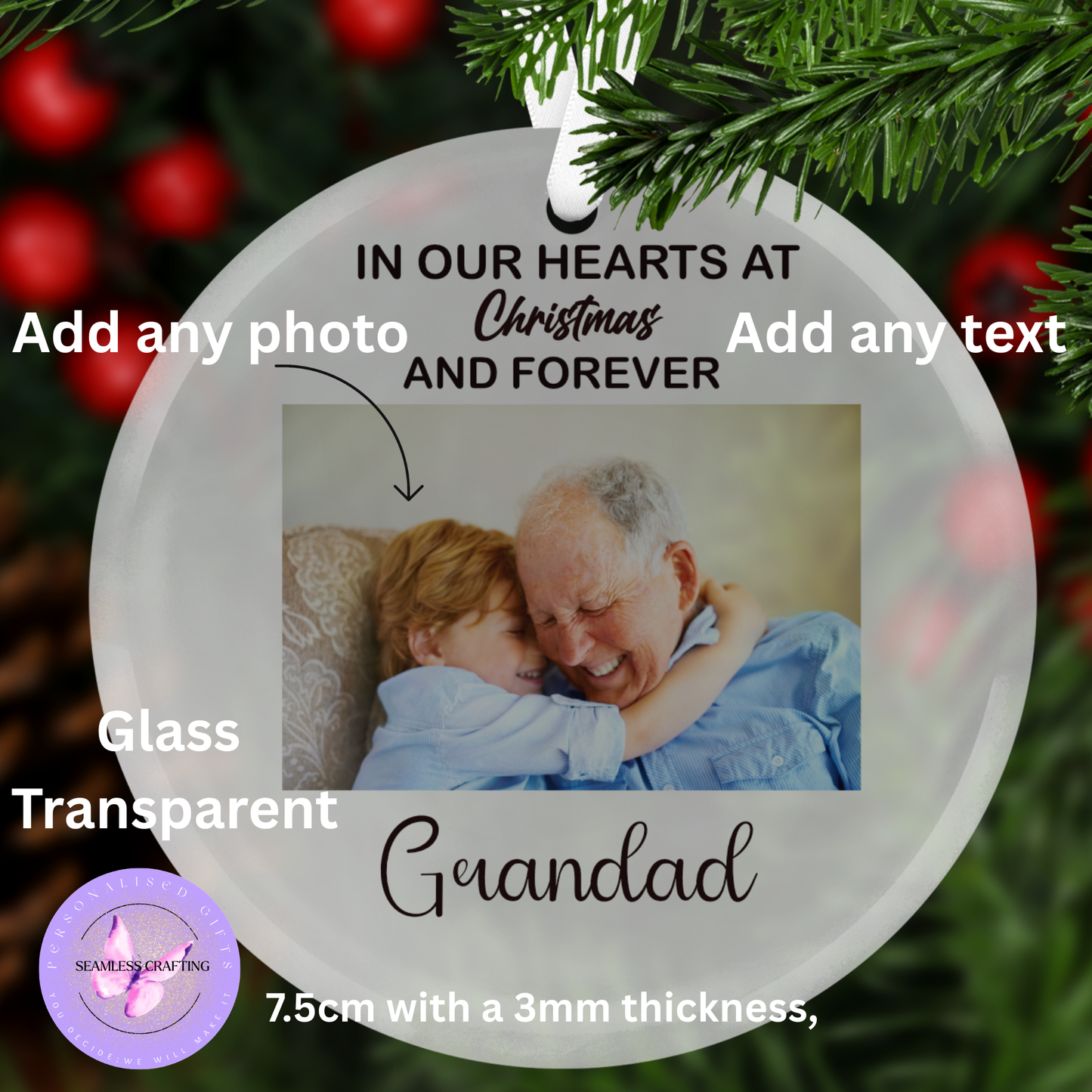 Personalised Photo Christmas Ornament – Custom First Christmas Bauble | Memory Keepsake | Ceramic or Glass | Add Any Photo & Text