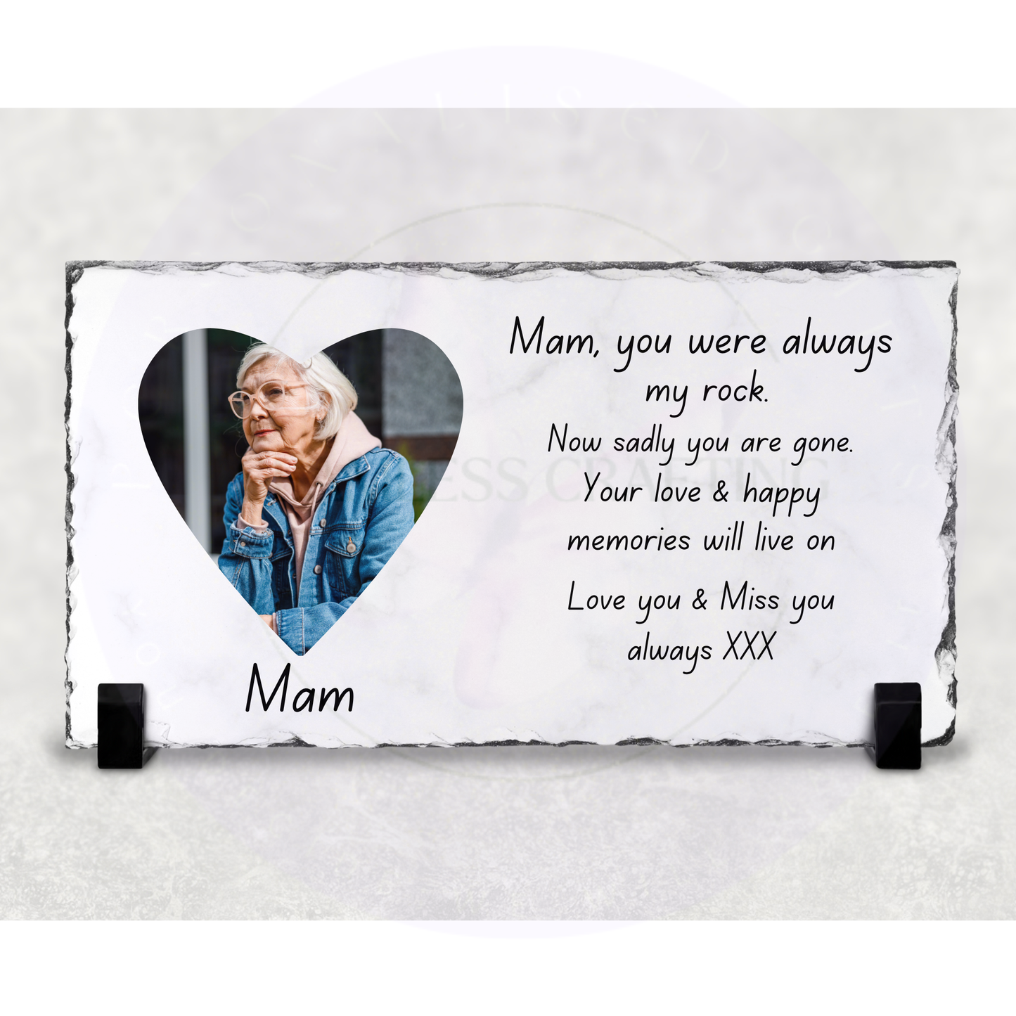 Personalised Memorial Photo Slate Plaque – Custom Remembrance Gift with Photo & Message