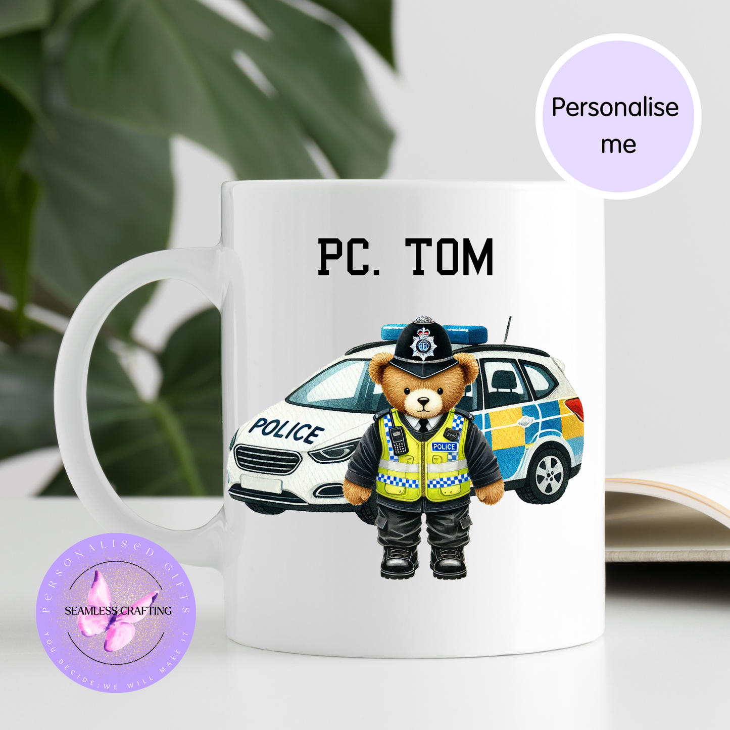 Personalised police mug available in ceramic and travel mug options
