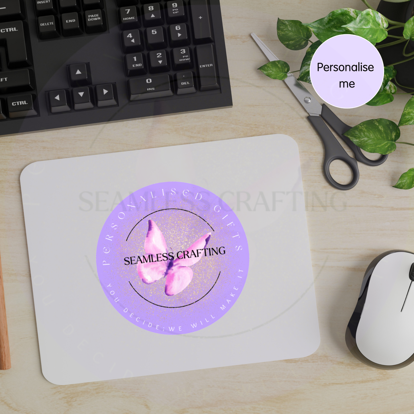 Personalised logo mouse mat with custom business logo printed on desk mat