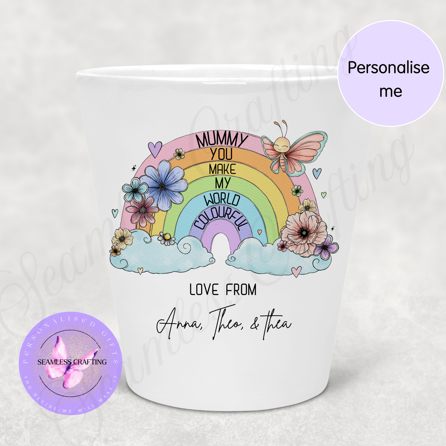 Personalised Mother’s Day Plant Pot – Custom Mum Flower Pot Gift from Kids – 12oz Ceramic Planter with Name