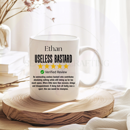 Personalised Useless Bastard Funny Rude Mug & Travel Mug