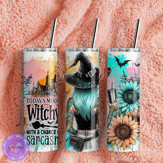 Personalised Moody witch, Funny Halloween witch, BPA Free tumbler, witchy flower, Witch sarcasm, custom-made cup thermal, Witch Lover