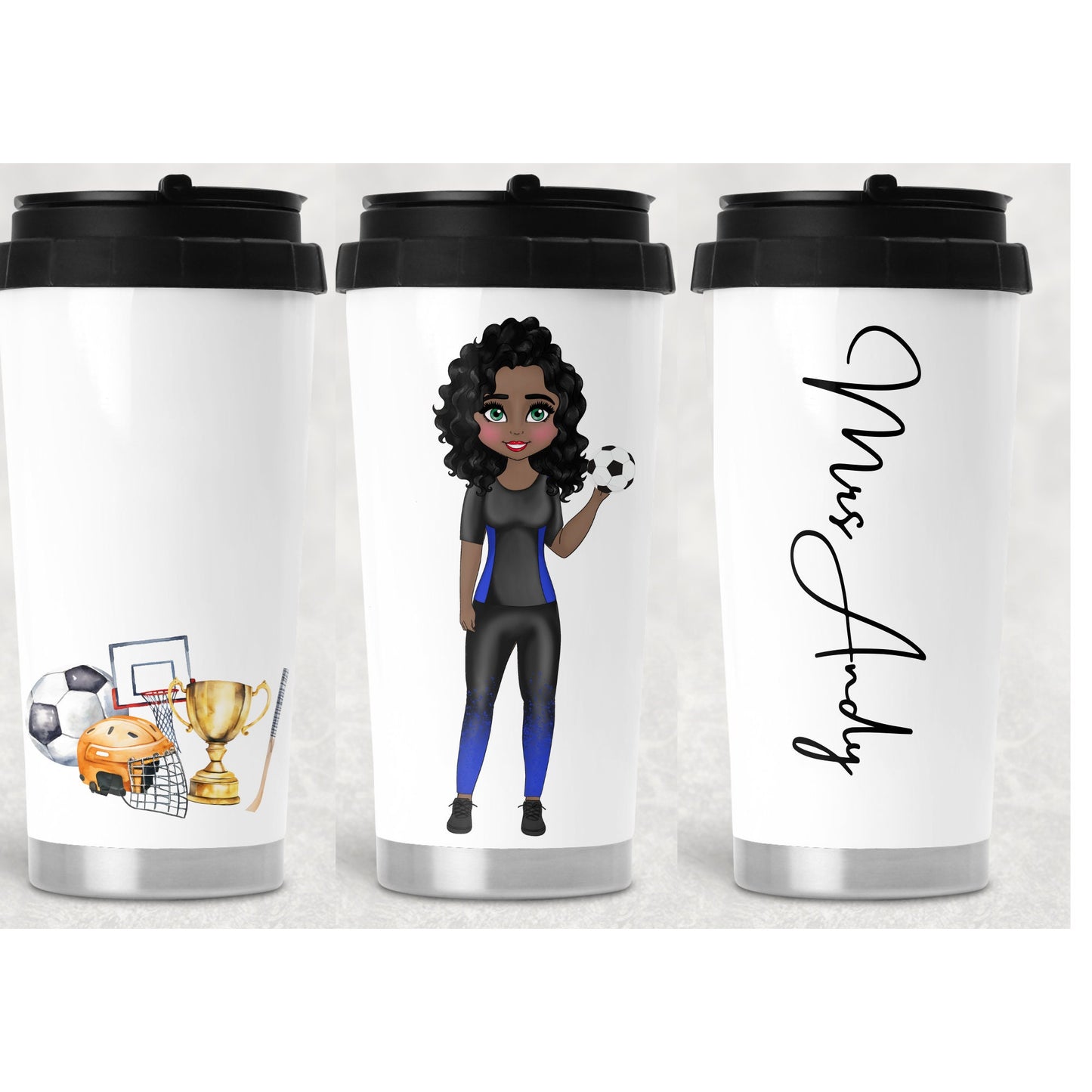 Personalised Female teacher Caricature, Character Coffee mug, End of School present, New Teacher, build your character, Thermal cup TA gift