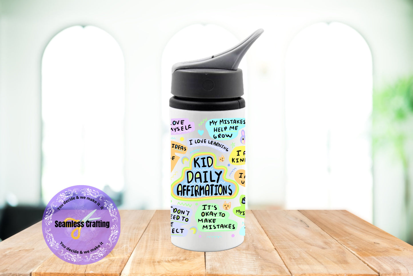 Personalised Kids Daily Affirmation Bottle, Tumbler, Kids Daily Affirmation , Hydration Kids Bottle, Boost Self-Esteem and Confidence , PE