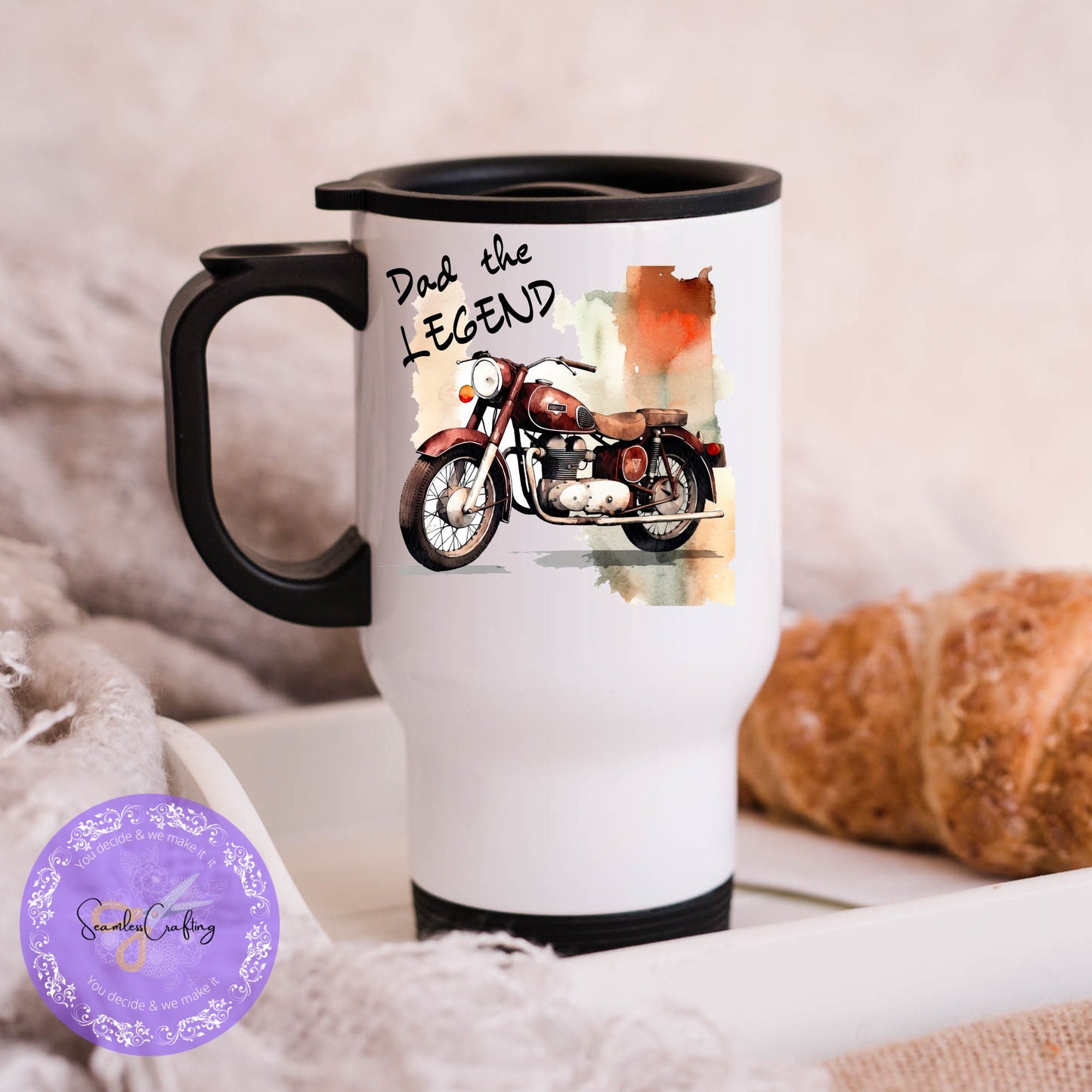 Personalised Hot Drink Travel mug Father's Day Gift, Custom Travel Mug, Motorcycle Gift for Him, Photo Travel Mug, Stainless Steel cup