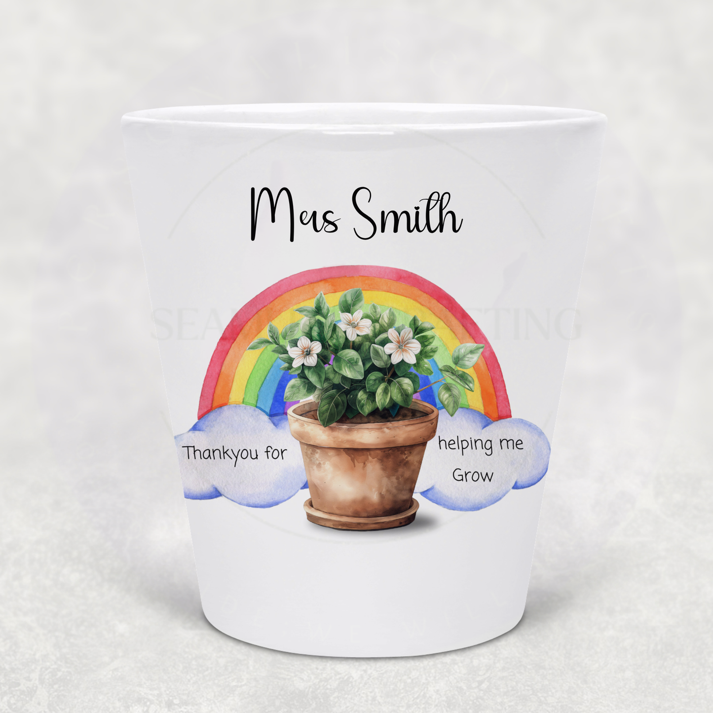 Personalised Teacher Plant Pot Gift | Thank You for Helping Me Grow Flower Pot | Custom Name Teacher Gift Nursery Planter