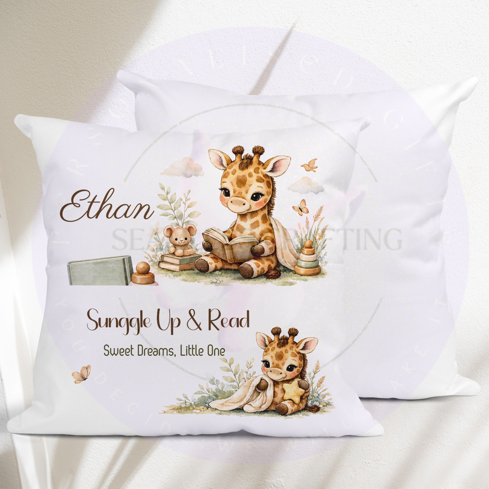Personalised kids cushion reading corner decor