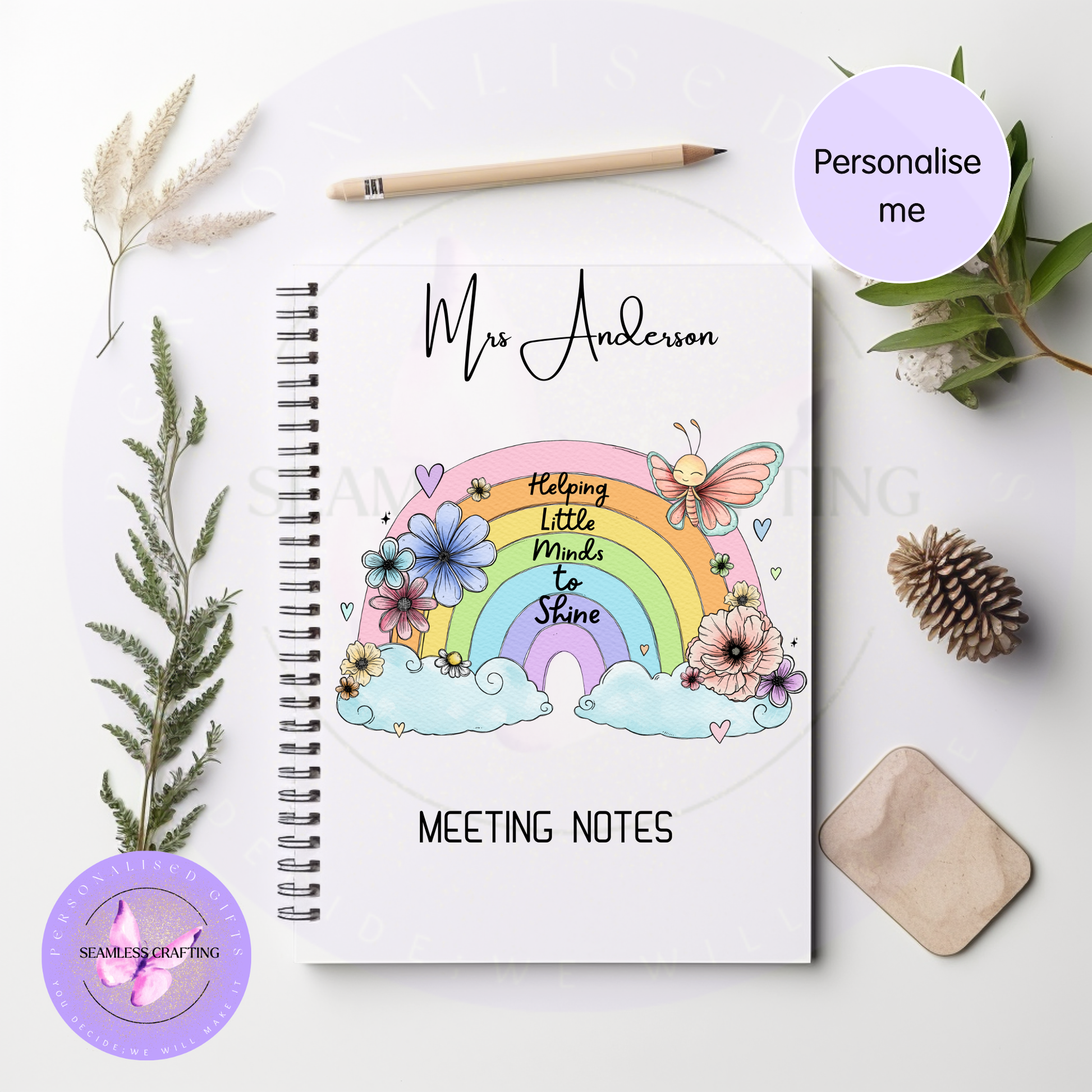 A5 personalised teaching notes notebook gift