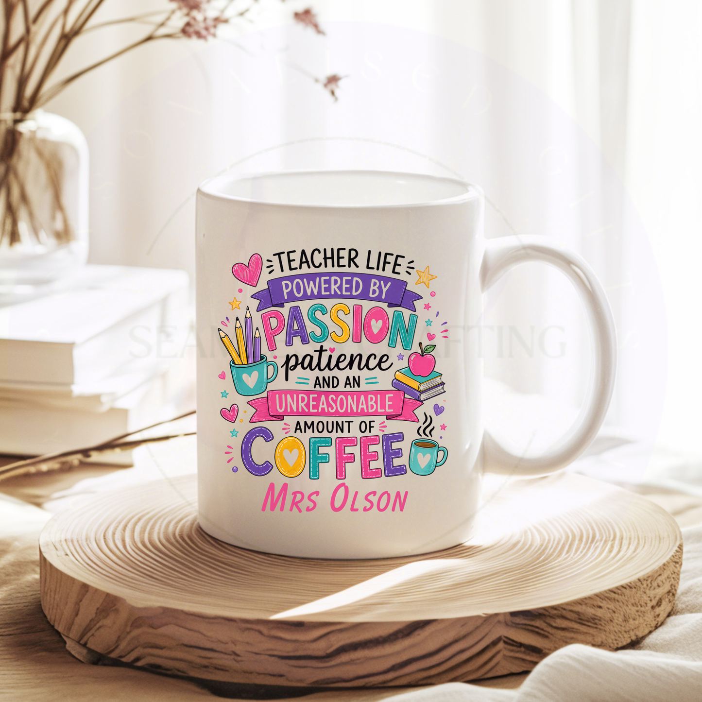 teacher life powered by coffee mug personalised uk

