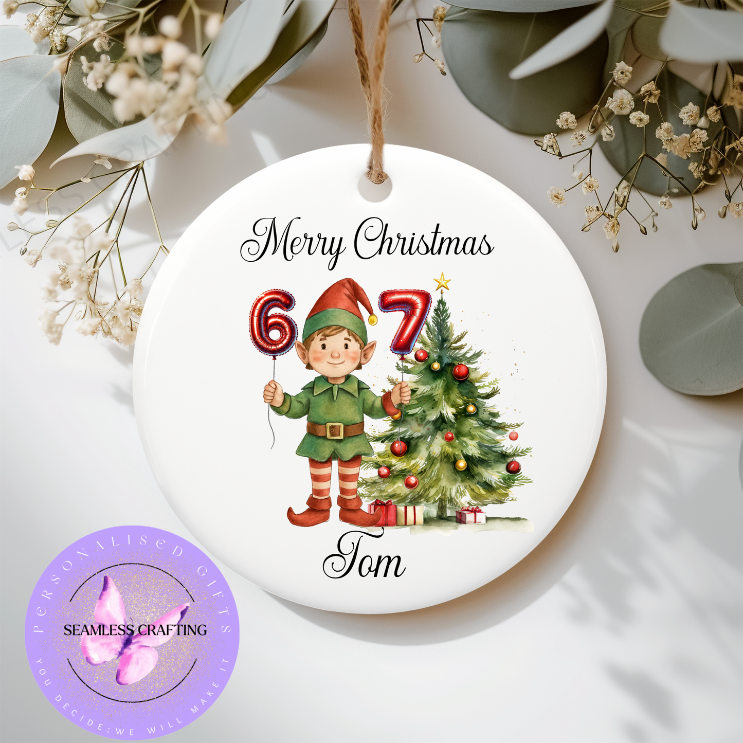 Personalised 6/7 Christmas Elf Gift – Custom Ceramic Ornament or Mug | Trending Kids Christmas Gift | Elf Girl or Boy | Add Name
