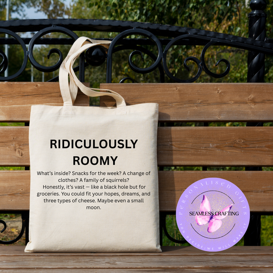 Cream canvas tote bag with long handles, 38x40cm, eco-friendly reusable shopping bag – ridiculously roomy design.
