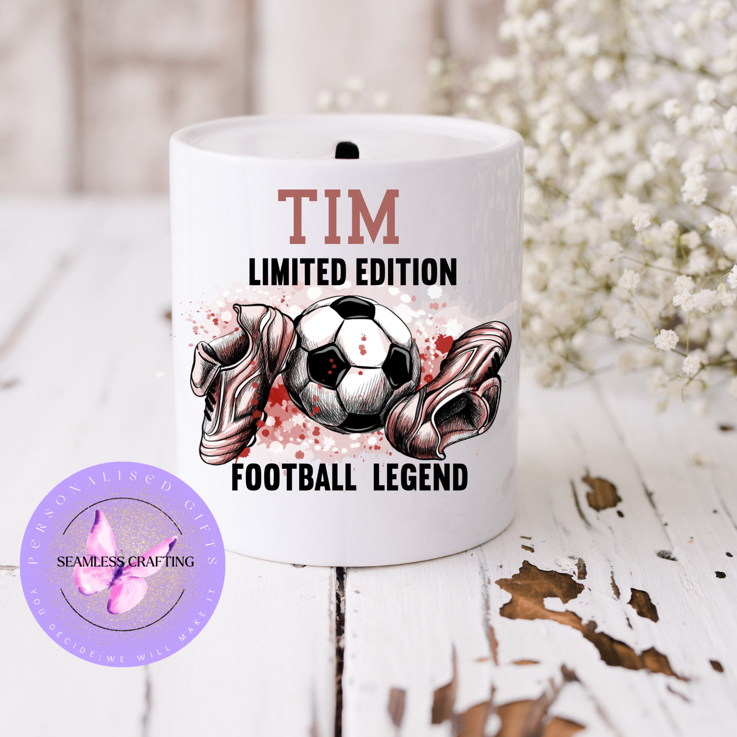 Personalised Football Money Box – Limited Edition Football Legend Ceramic Savings Bank | Kids Sports Gift | 11oz