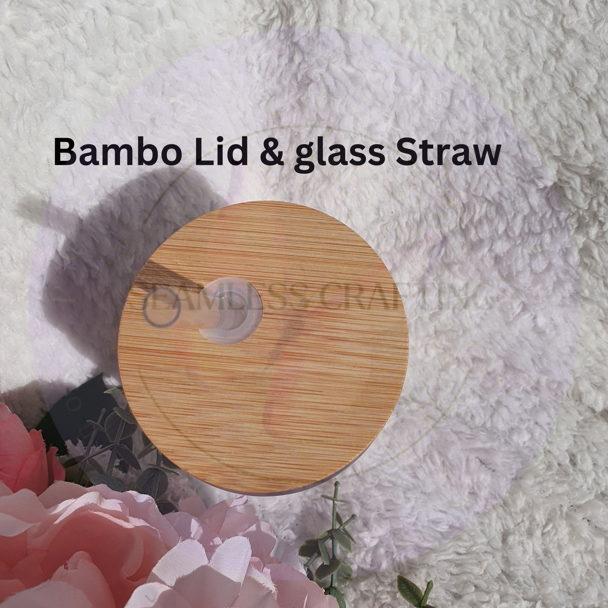 Frosted glass tumbler with bamboo lid and reusable straw