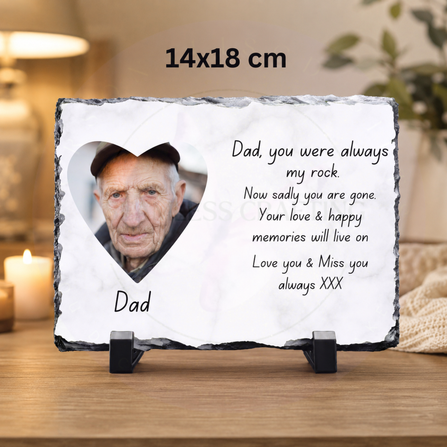 Personalised Memorial Photo Slate Plaque – Custom Remembrance Gift with Photo & Message