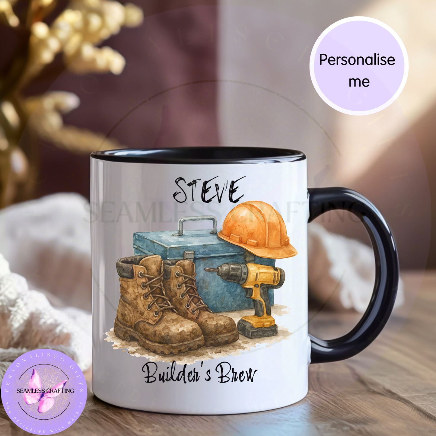 builders brew mug custom name ceramic mug tradesman gift
