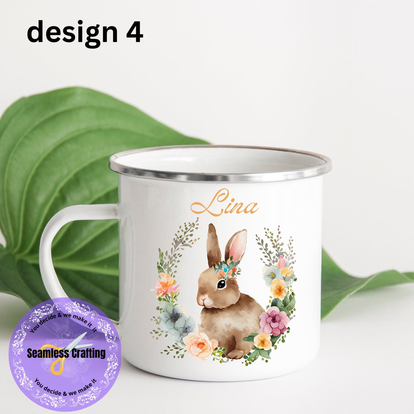 Personalised Easter Enamel Mug, Easter Cup, Kids Easter Bunny, Easter Rabbit, Unbreakable Easter Mug ,Gift for Easter, Treat
