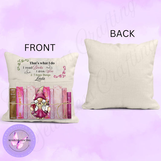 Personalised  Pocket Reading Book Cushion for wine lovers, That's what I do cushion gifts, reading pillow, Bedroom Decor, Unique Cushion