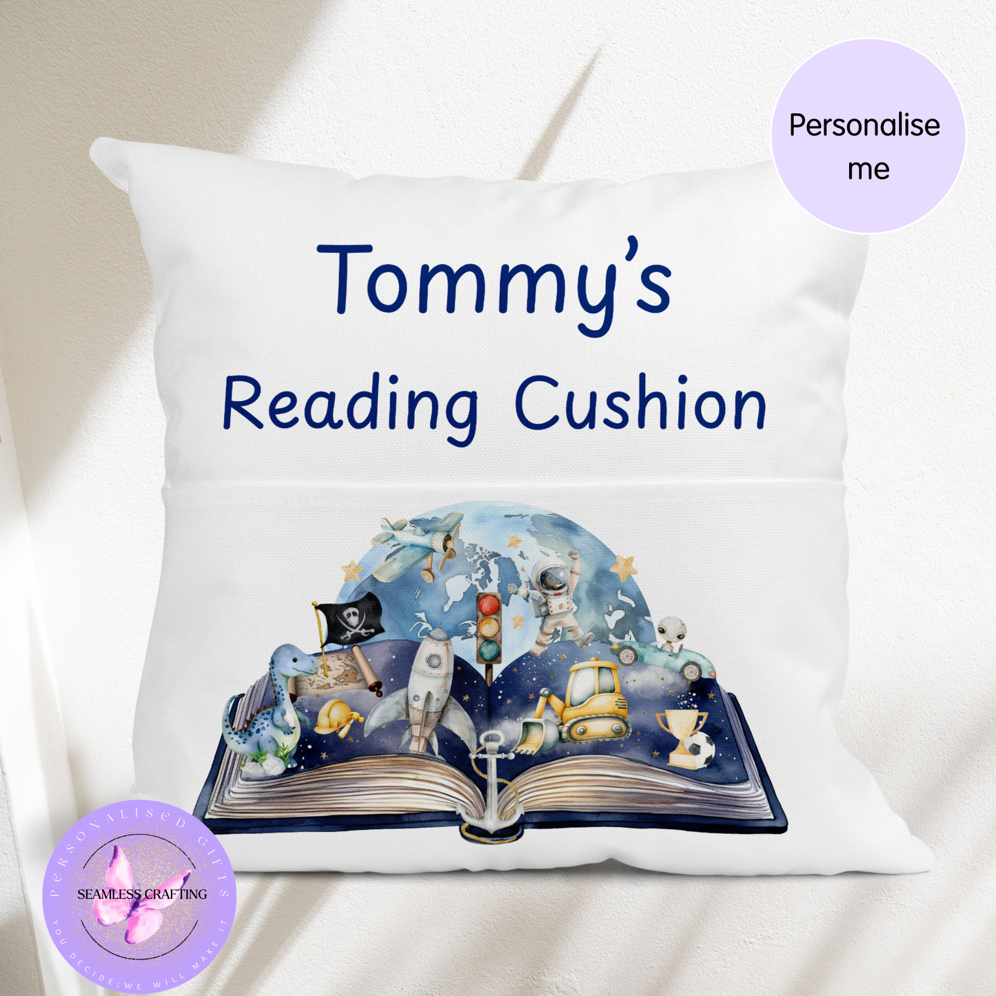 children’s reading pillow custom name book cushion
