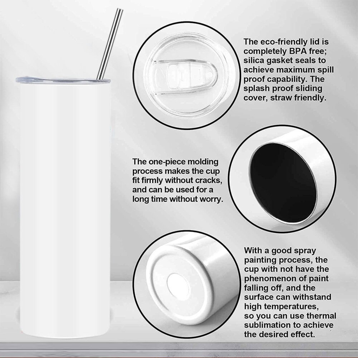 20oz personalised reading tumbler stainless steel with straw