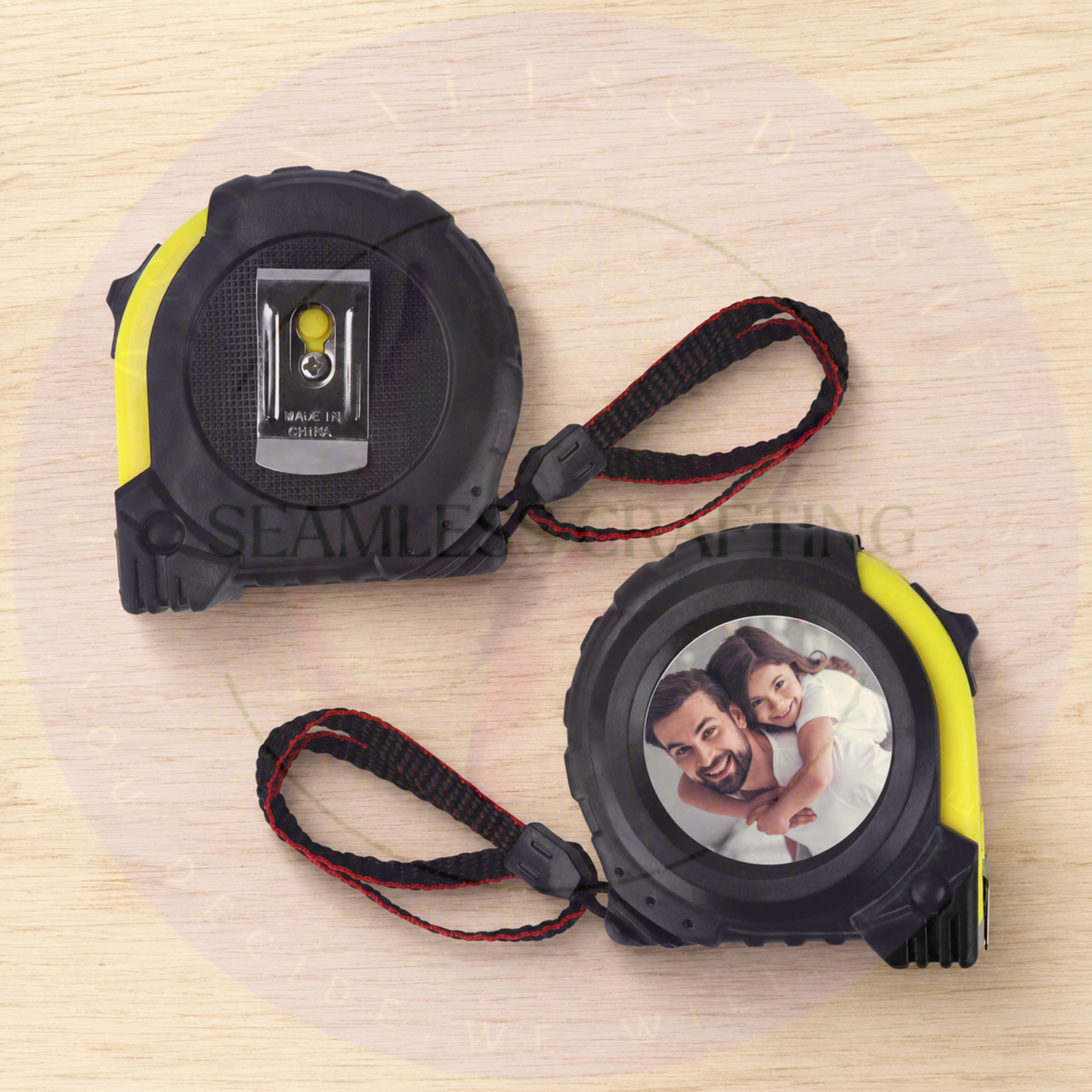 Personalised builder gift tape measure with printed photo
