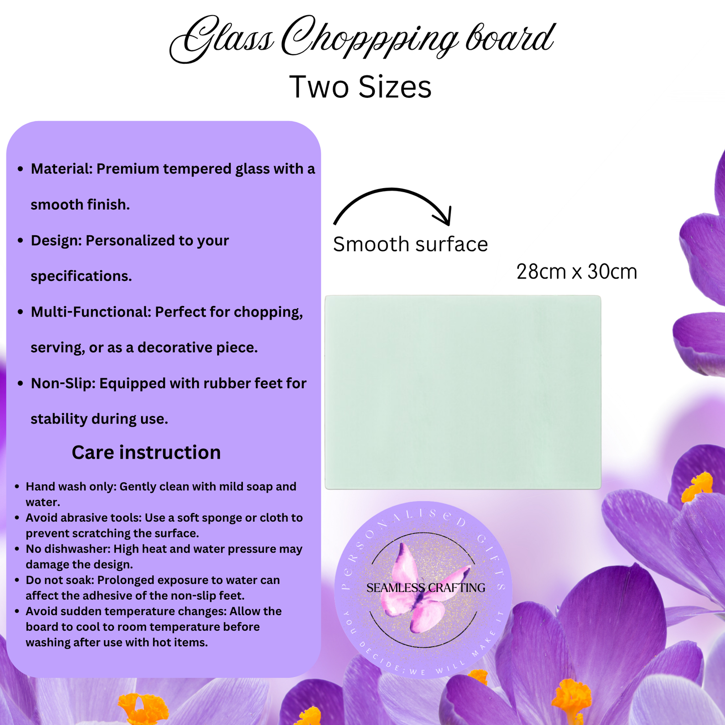 Tempered glass hair straightener board with non-slip feet for dressing table surface protection
