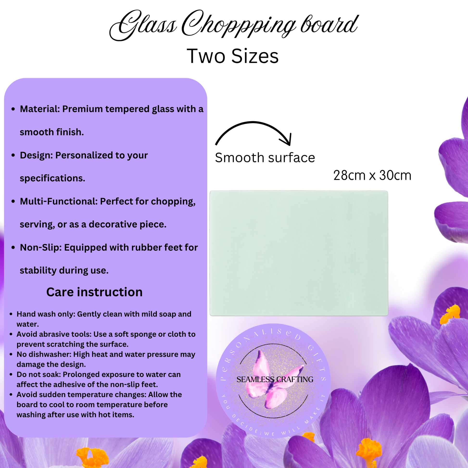Tempered glass hair straightener board with non-slip feet for dressing table surface protection