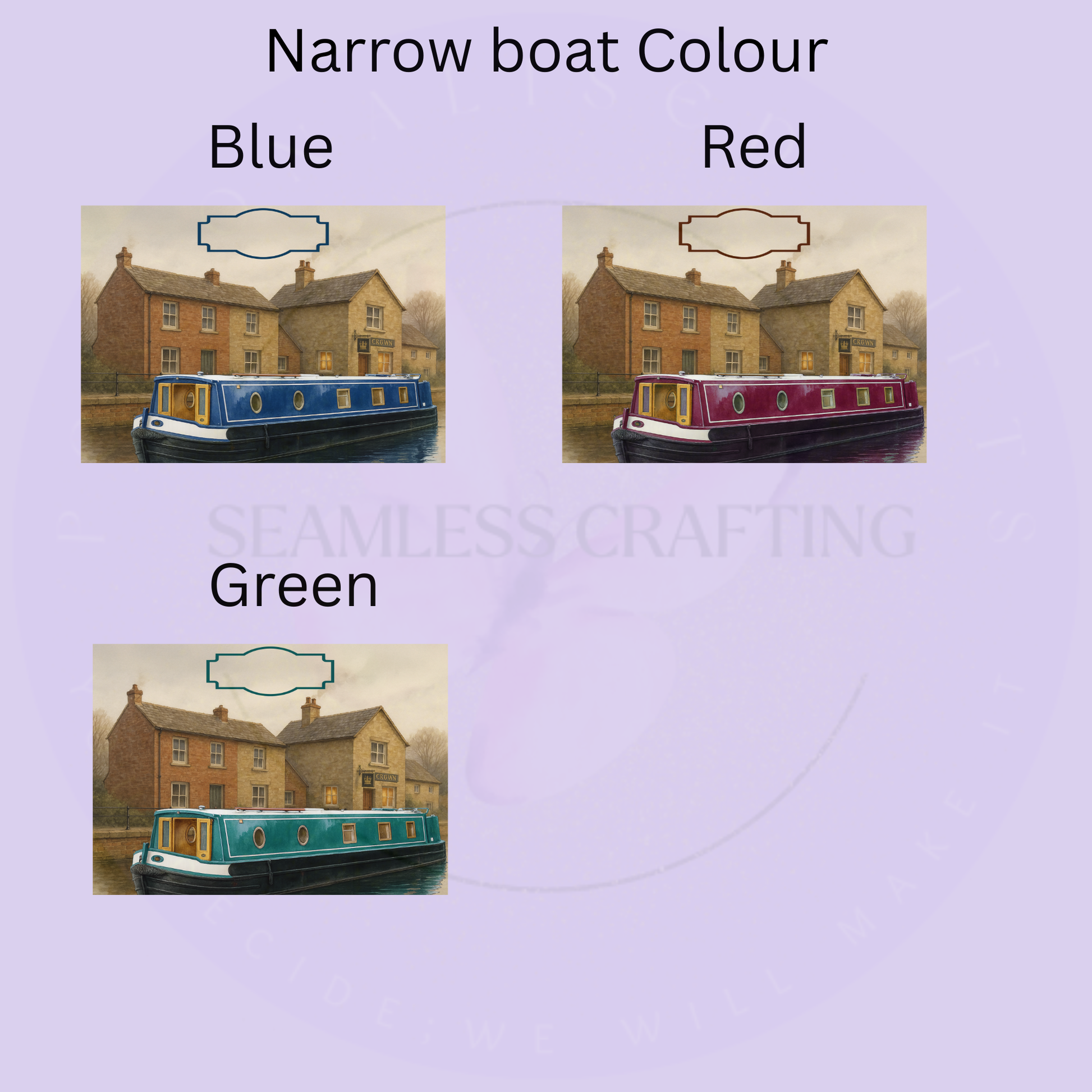 Blue red and green narrowboat colour choices for personalised chopping board