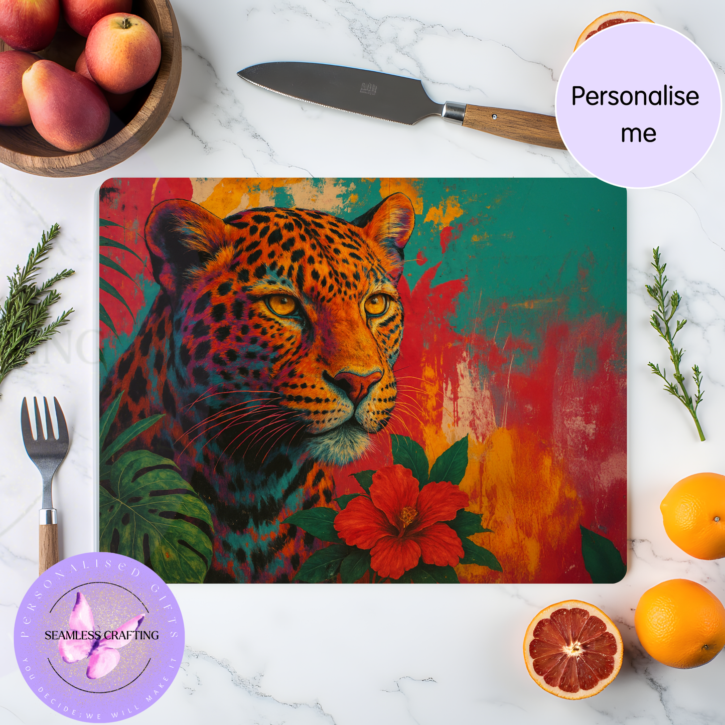 leopard design cutting board vibrant kitchen accessory