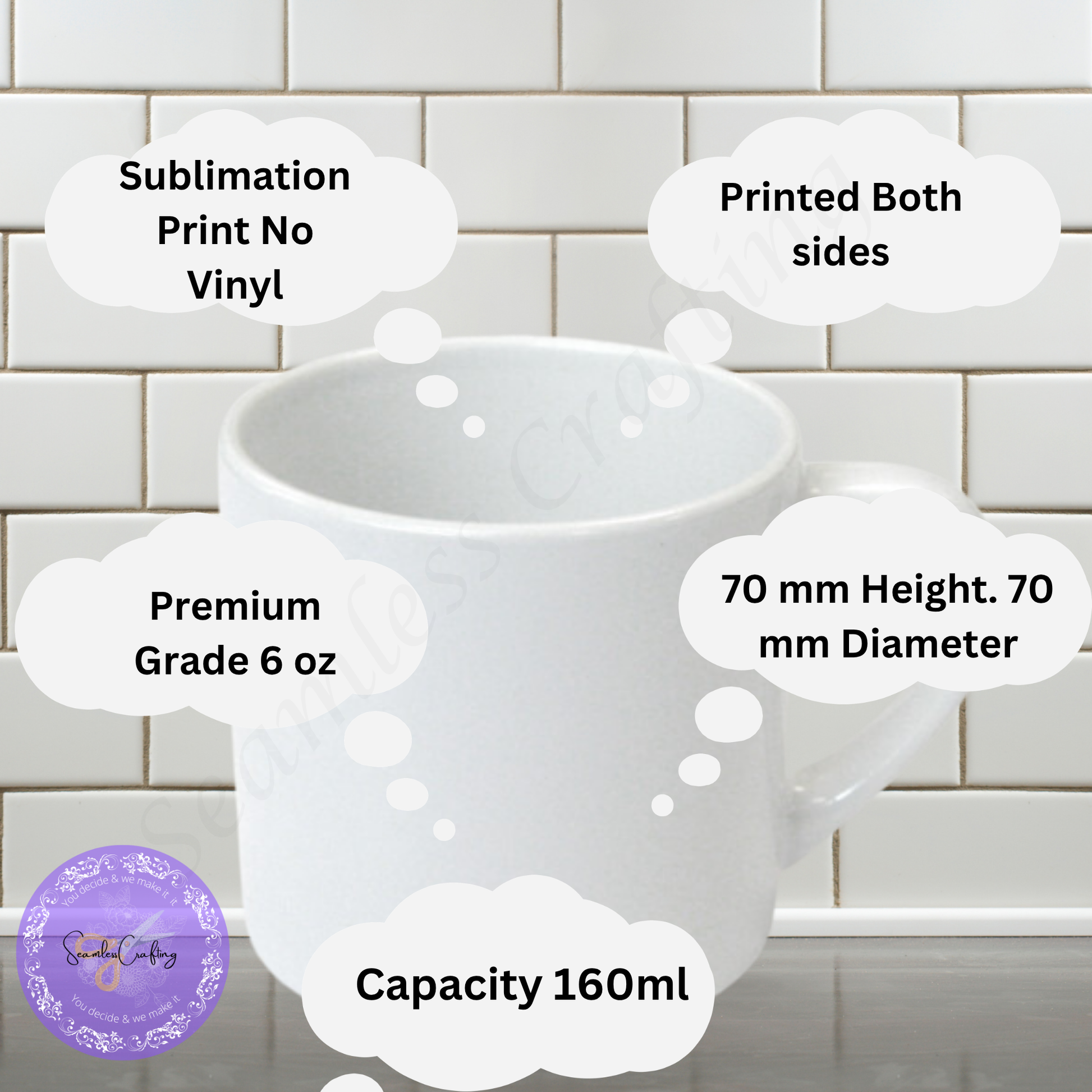 personalised ceramic mug kids sublimation print no vinyl printed both sides 160ml small mug details