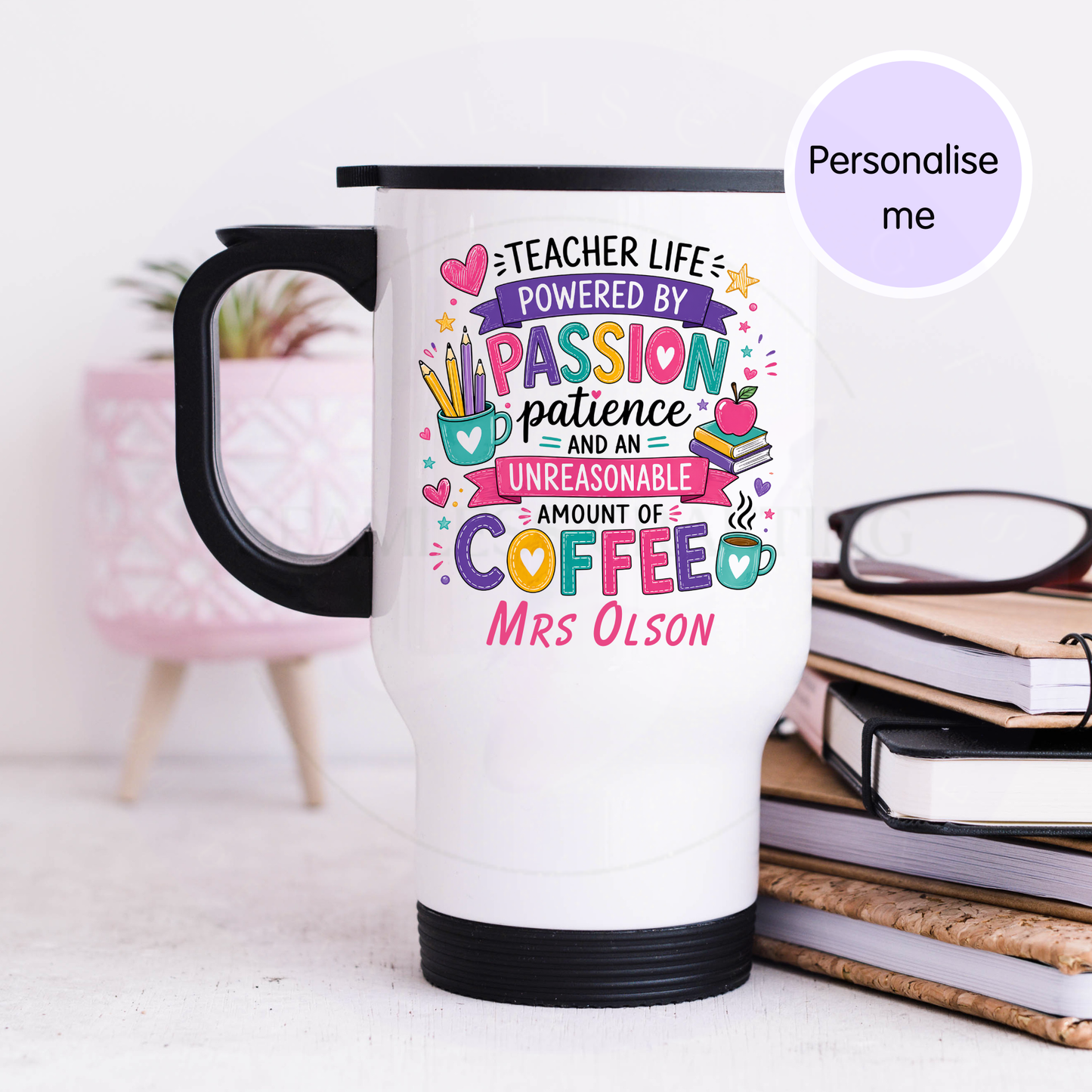 black handle teacher mug personalised gift end of term
