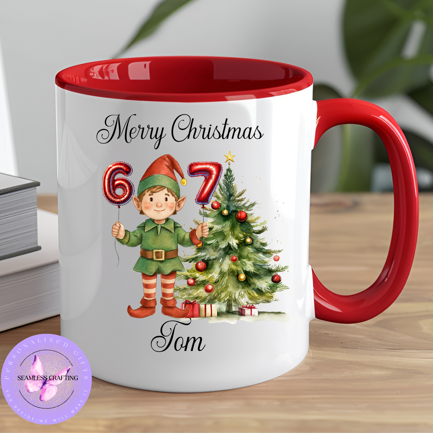 Personalised 6/7 Christmas Elf Gift – Custom Ceramic Ornament or Mug | Trending Kids Christmas Gift | Elf Girl or Boy | Add Name