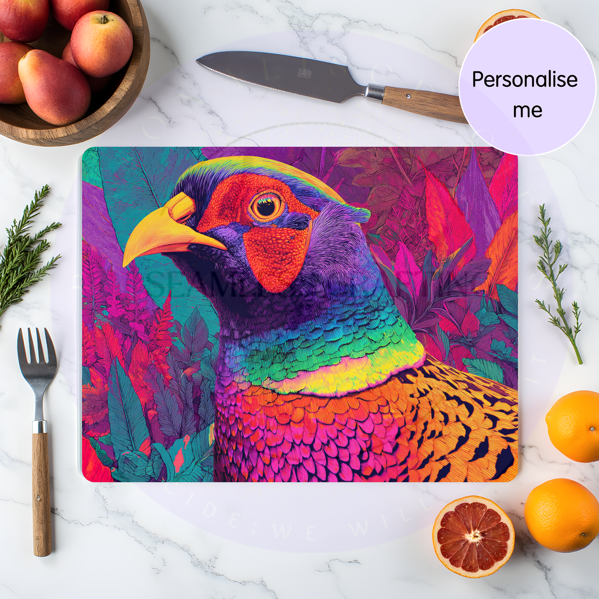 colourful bird kitchen board personalised housewarming gift

