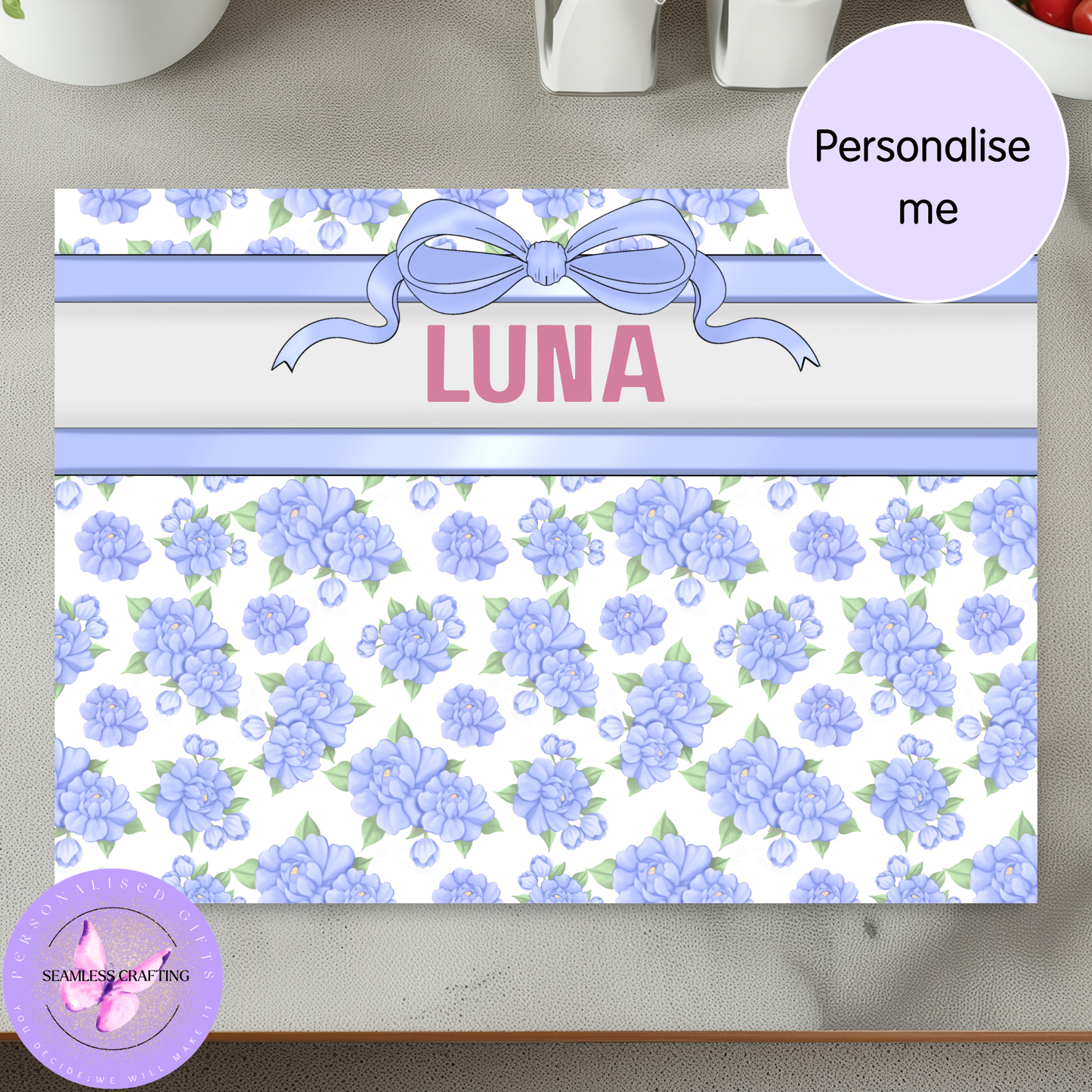 personalised glass counter saver floral