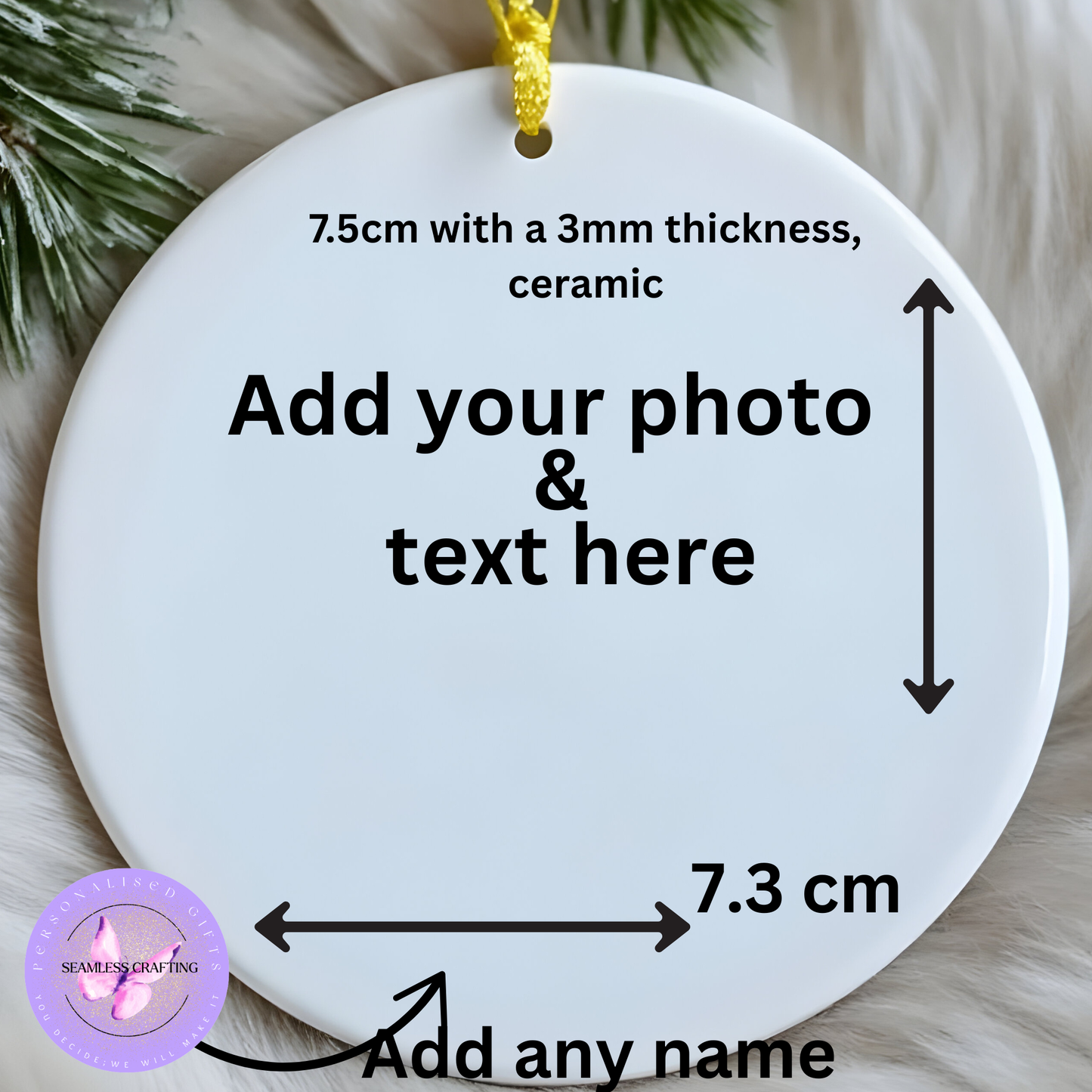 Personalised Photo Christmas Ornament – Custom First Christmas Bauble | Memory Keepsake | Ceramic or Glass | Add Any Photo & Text