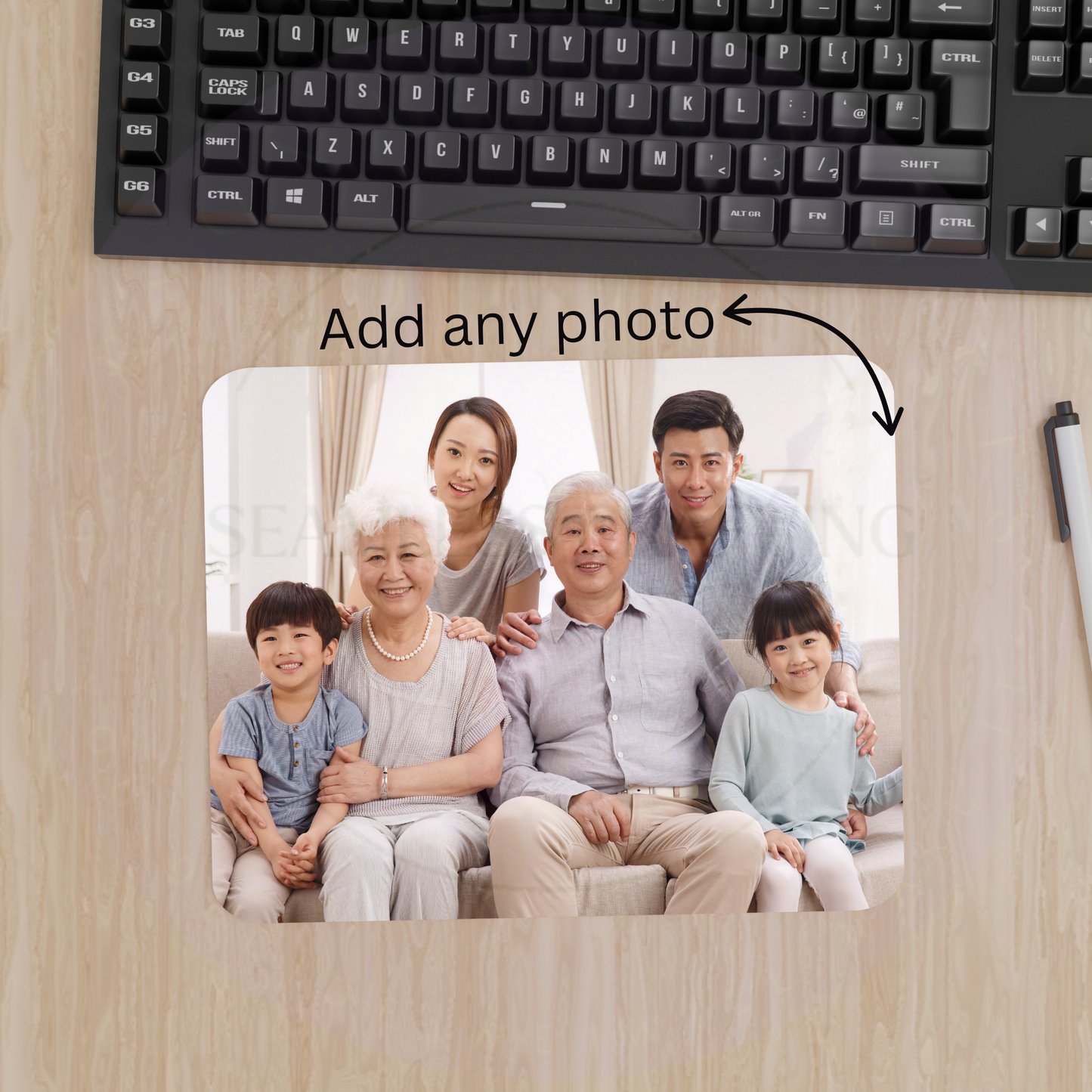 Personalised photo mouse mat printed with custom family photograph