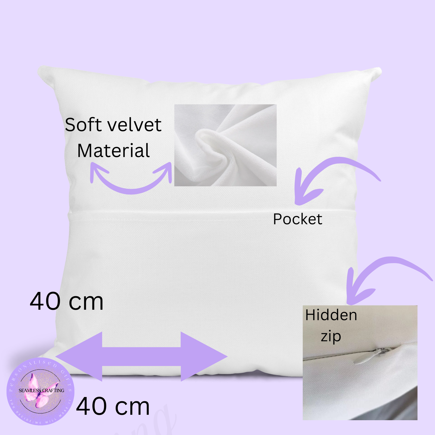 Personalised Dragon Reading Cushion with Pocket – Soft Velvet Book Pillow for Kids – Custom Name Gift