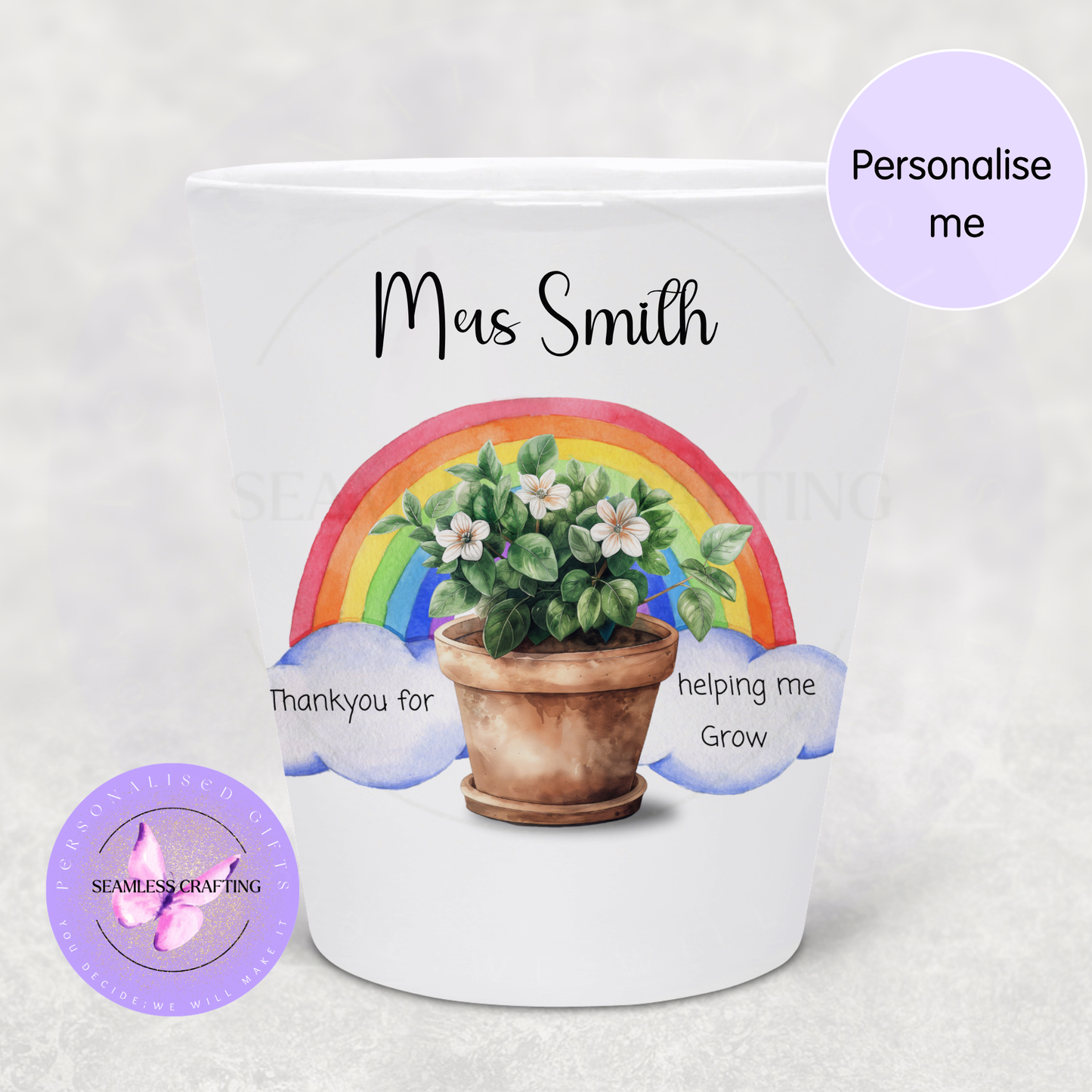 Personalised Teacher Plant Pot Gift | Thank You for Helping Me Grow Flower Pot | Custom Name Teacher Gift Nursery Planter