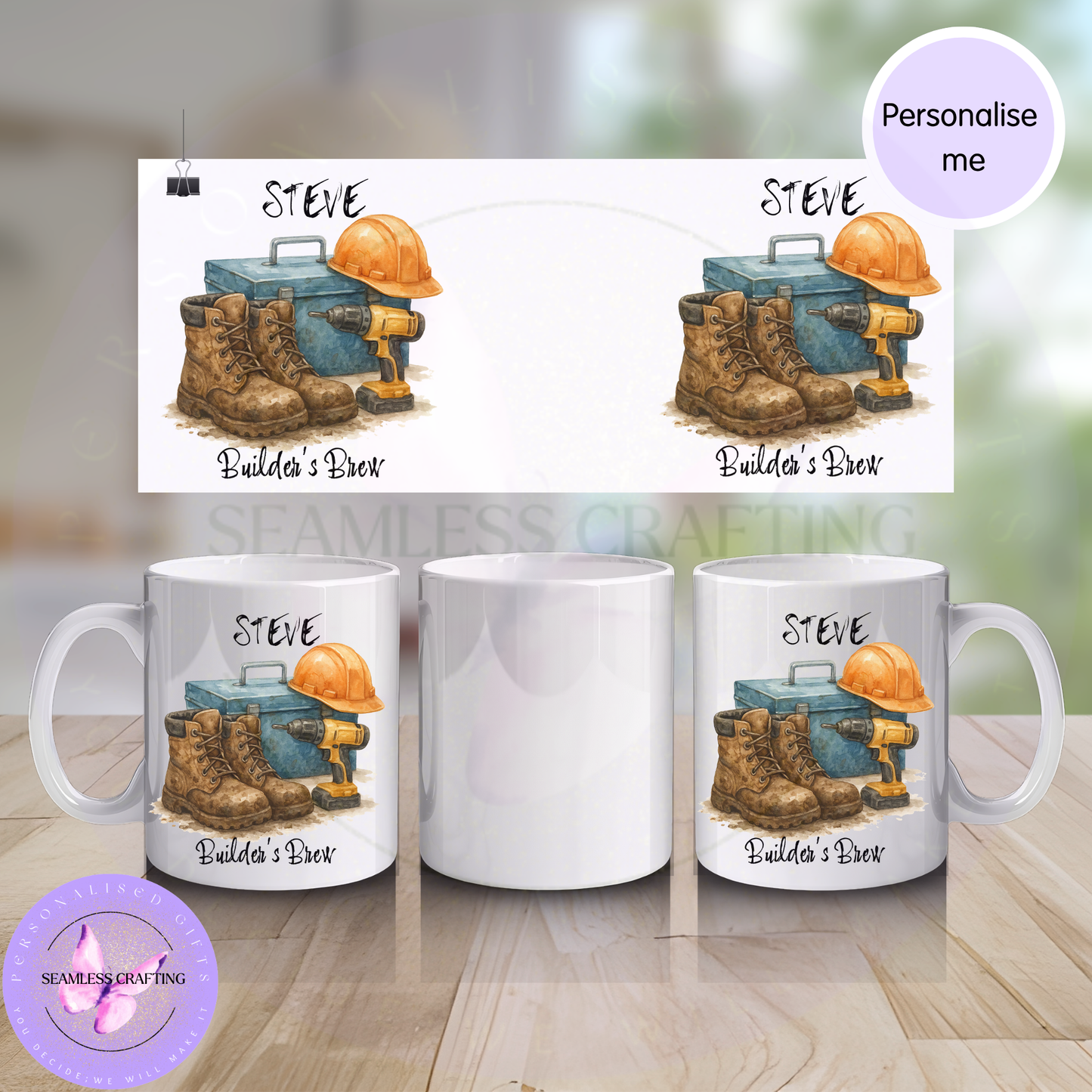 personalised handyman mug tools illustration gift for him

