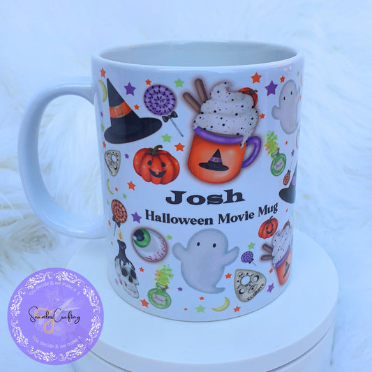 Personalised Halloween movie night mugs, Family movie night cups, Kids Halloween mugs, Family matching mugs, Kids 6oz ceramic mug