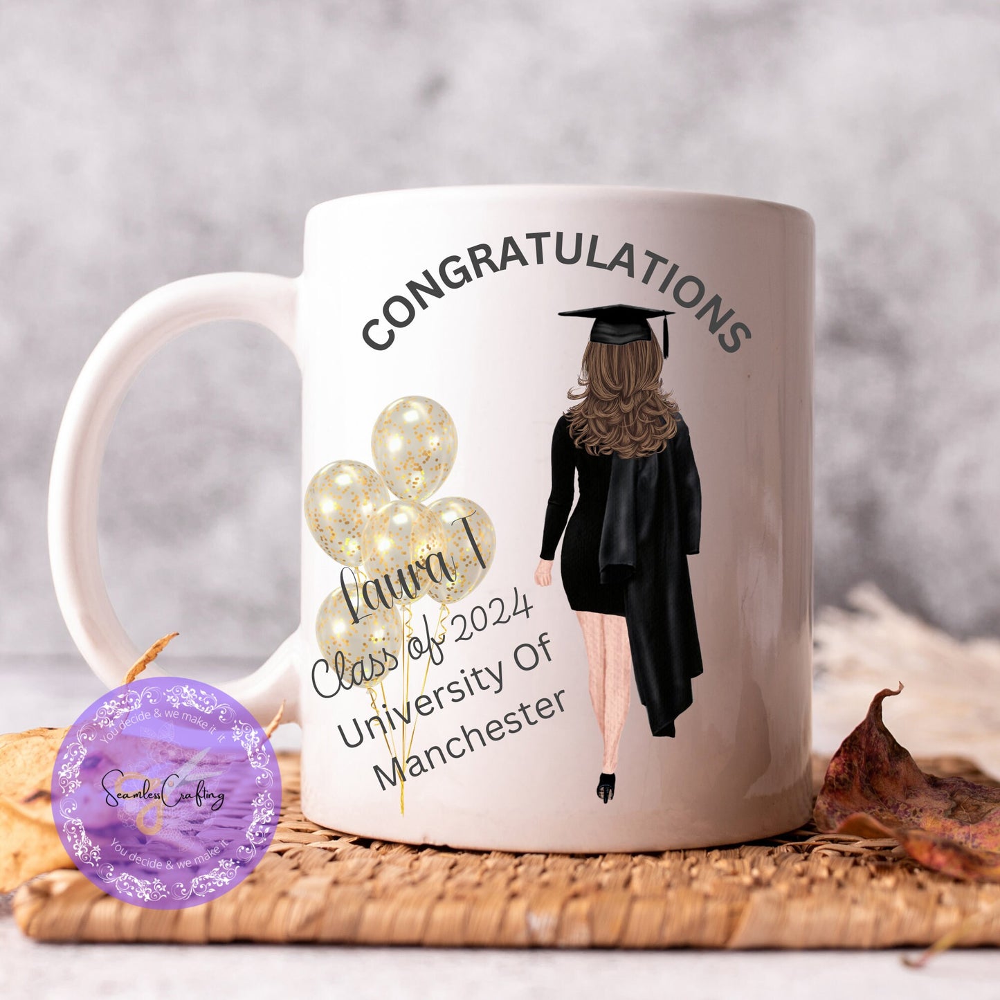 Personalised Graduation 2024 Mug, Graduation Gift For University, Gift For Her, Custom Skin Colour Mug, Graduation Gift Mug, Keepsake